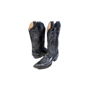 J.B. Dillon Black Western Boots Black Leather Cowboy Boots Womens Size 8.5